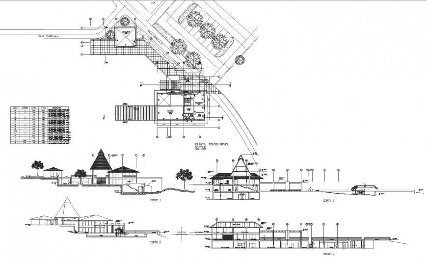 The resort structural plan detailed dwg file.