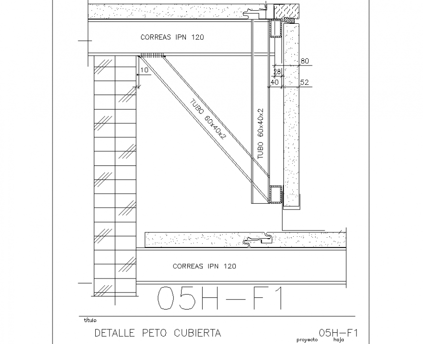 The roof profiled plates for industrial naves plan detail dwg file.