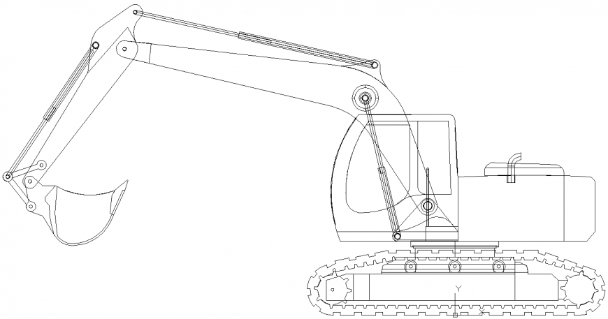 The side view of JCB view plan with detailing dwg file