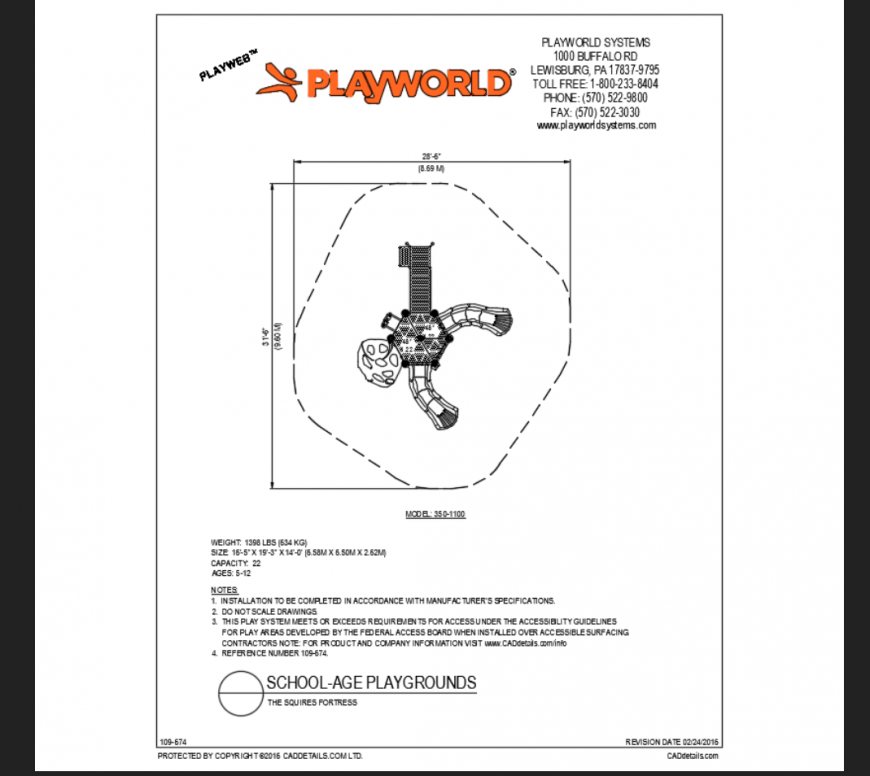 The squires fortress top view play area equipment details dwg file