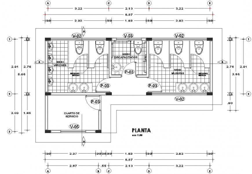 The top view bathroom plan detail dwg file.