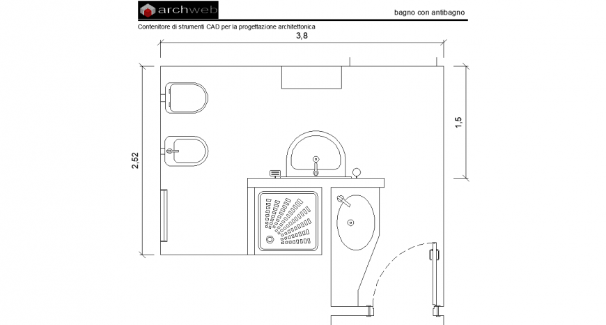 The top view detailing bath-room plan dwg file.