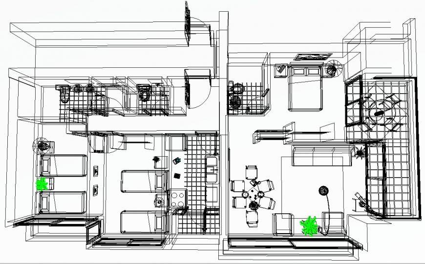 The top view house plan with detailing of dwg file.