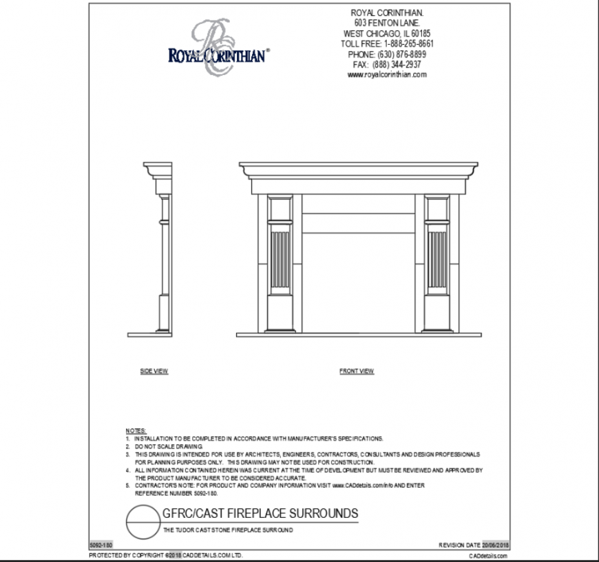 The tudor garden's cast stone fireplace surround details dwg file
