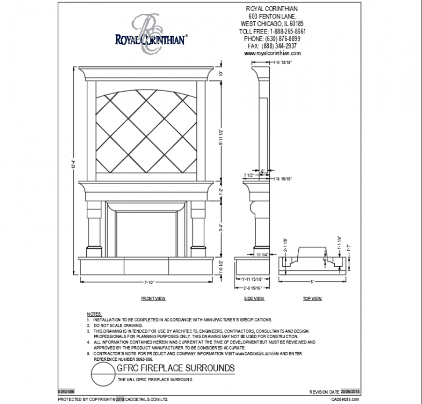 The val garden fire place equipment cad drawing dwg file