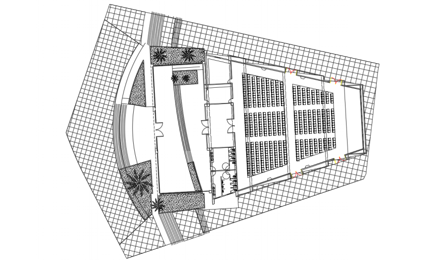 Theater screen distribution plan cad drawing details dwg file