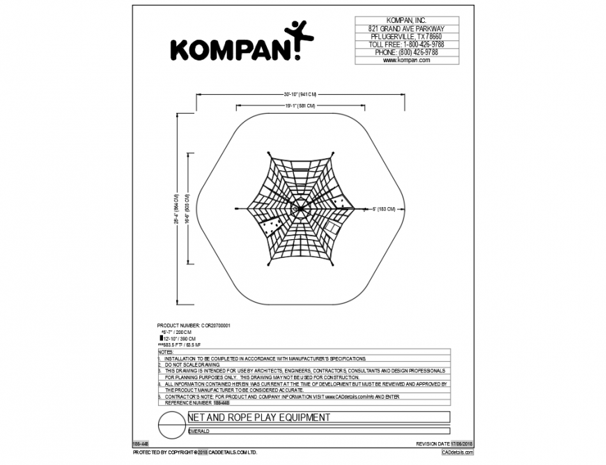Theme park's net and rope play equipment details dwg file