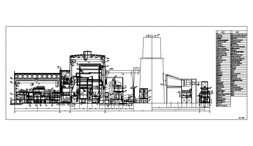 Thermal power station plant main sectional details dwg file