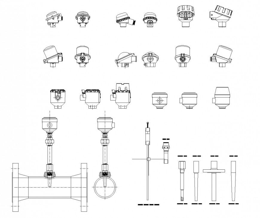 Thermo well plan and section autocad file
