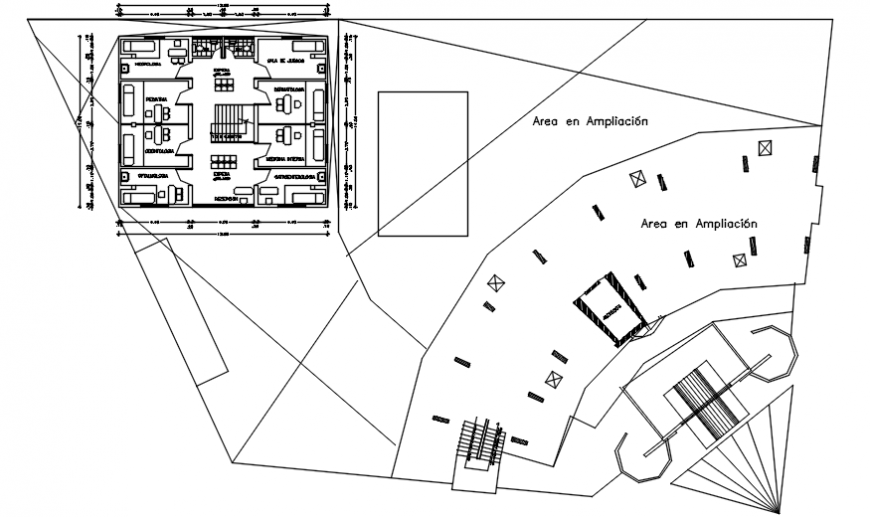 Third and fourth floor architectural plan of clinic in AutoCAD