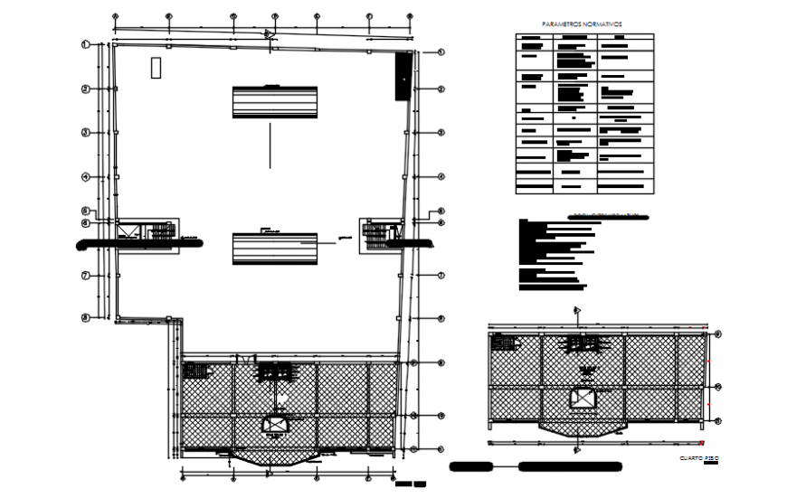Third and fourth floor plan of hotel auto cad file
