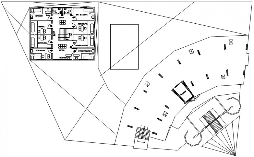Third and second floor plan of clinic in AutoCAD file