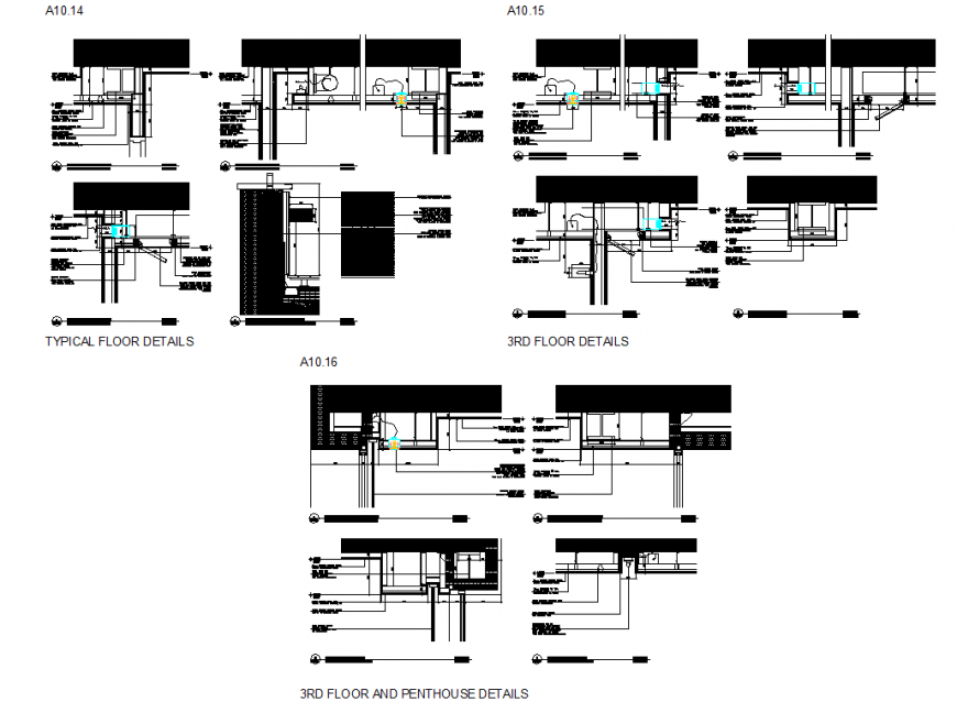 Third floor and penthouse floor detail autocad file