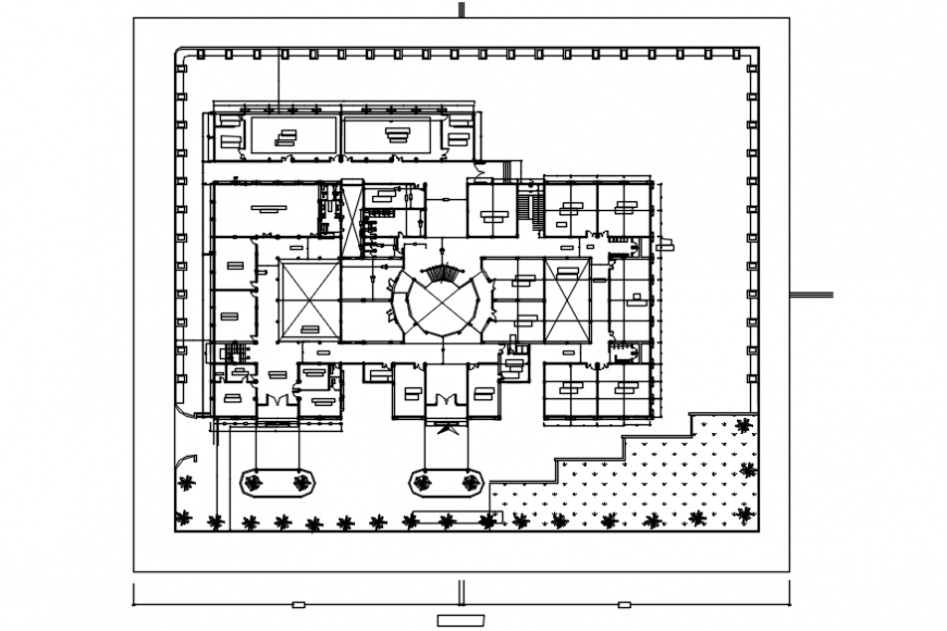 Third floor distribution plan details of foundation office dwg file