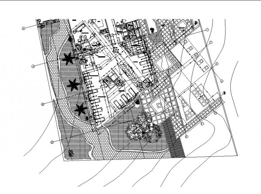 Third floor distribution plan details of municipal hospital building dwg file