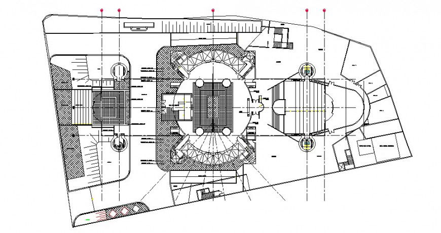 Third floor distribution plan with sanitary of office building dwg file
