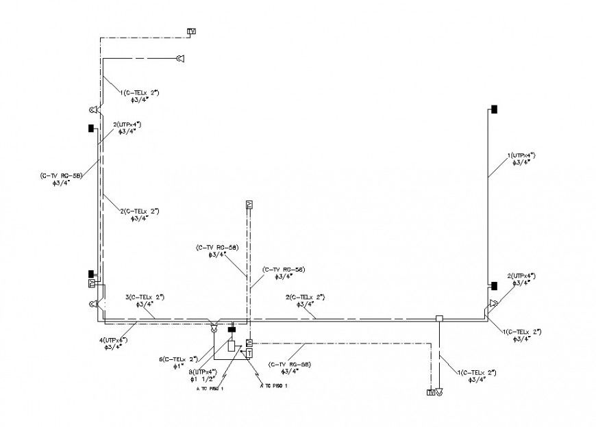Third floor electrical installation layout plan details of house dwg file