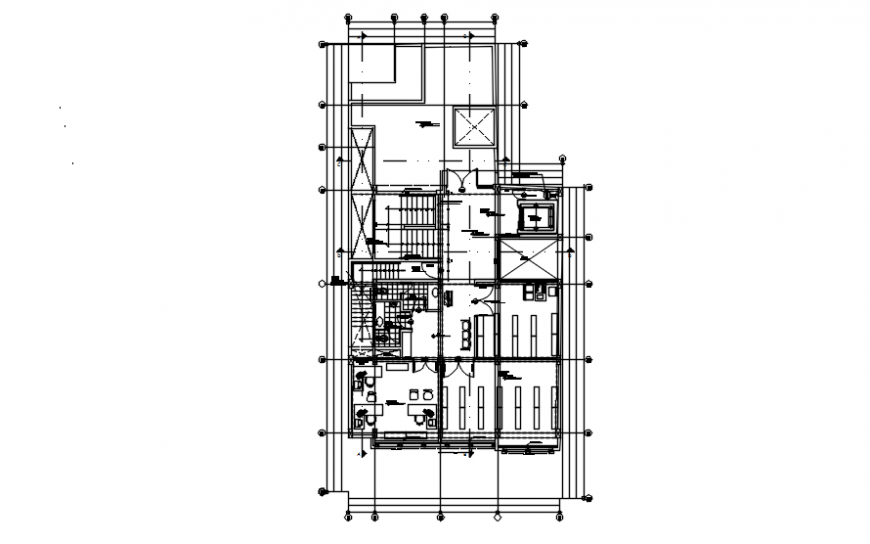 Third floor hospital AutoCAD plan featuring hall stairs and clinics