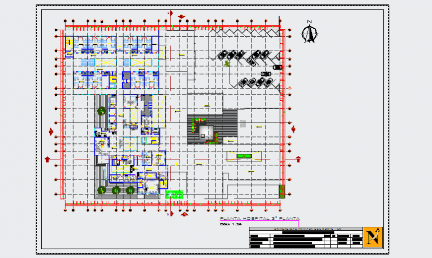 Third floor Layout plan of Hospital design drawing