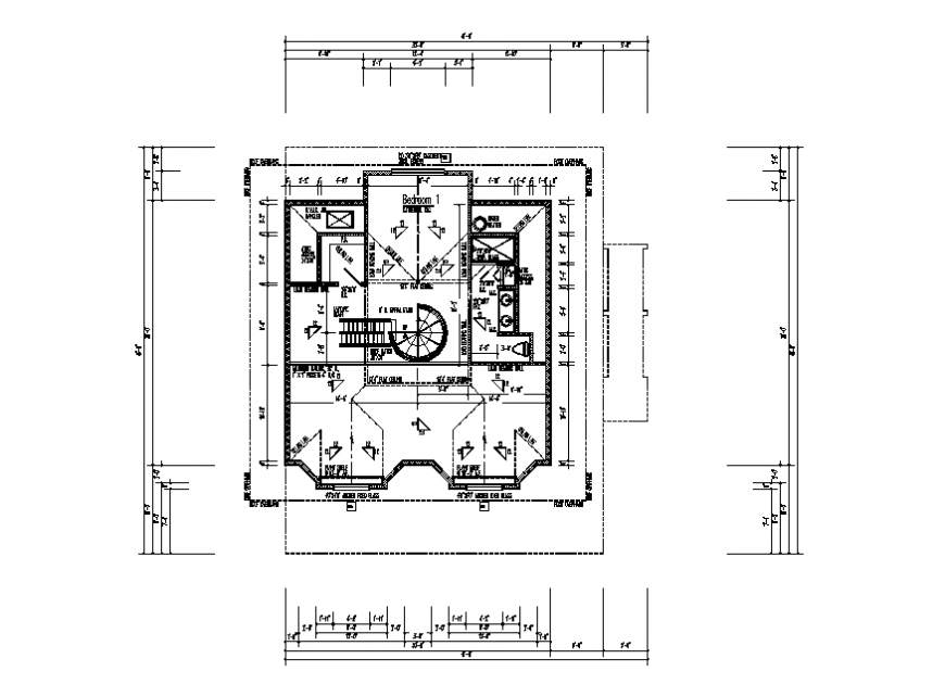 Third floor of house building framing plan and layout plan details dwg file