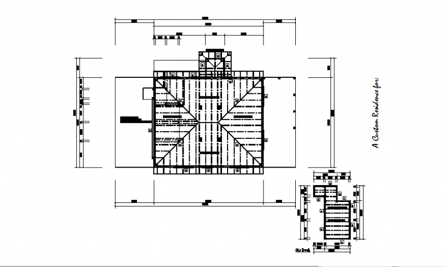 Third floor roof house plan autocad file