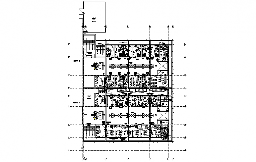 Third floor sector-c floor plan details of multi-flooring hospital dwg file