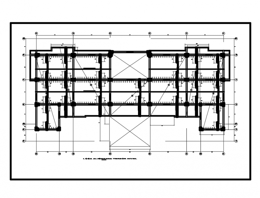 Third level lightened slab structure details of college building dwg file