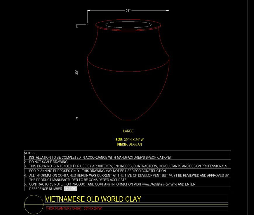 Thor planter detail drawing in dwg file.