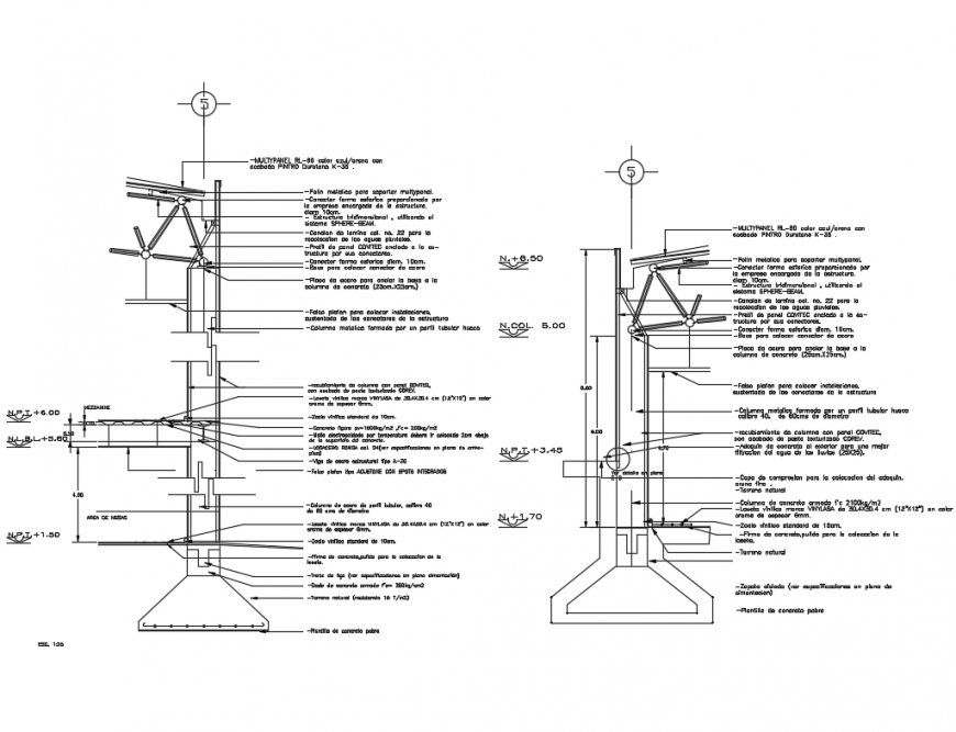 Three dimensional structure front section of building dwg file
