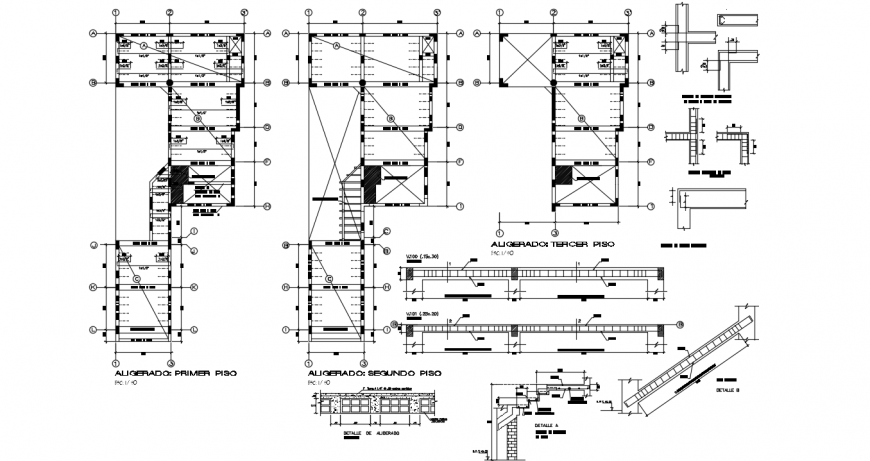 Three floor framing plan structure drawing details of house dwg file