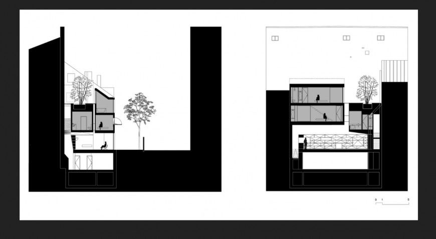Three level house constructive section cad drawing details dwg file