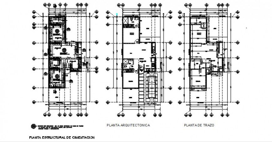 Three level house floor plan distribution drawing details dwg file