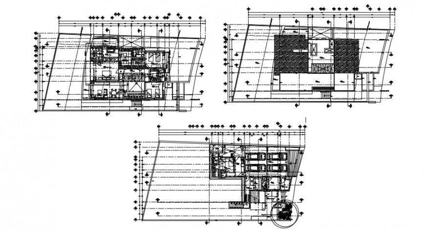 Three level residential house floor plan cad drawing details dwg file