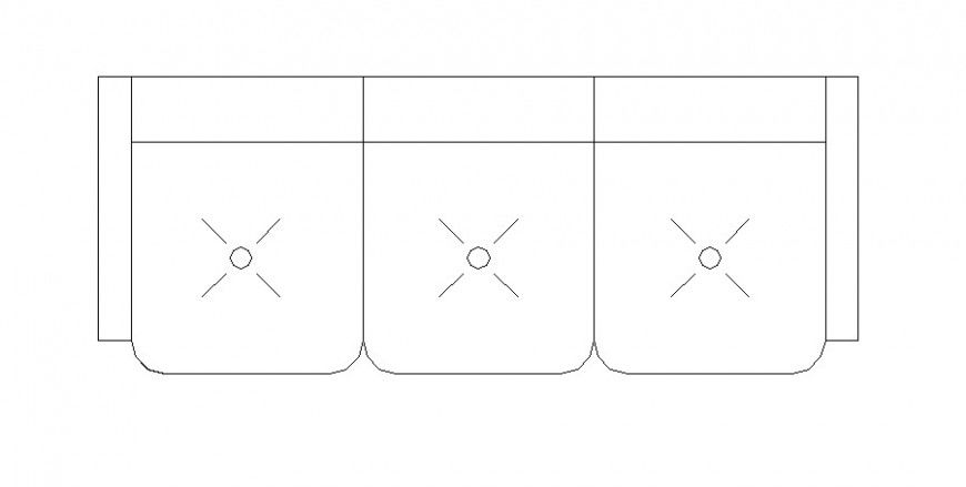 Three-Seat Sofa Set Elevation Block CAD Drawing DWG File