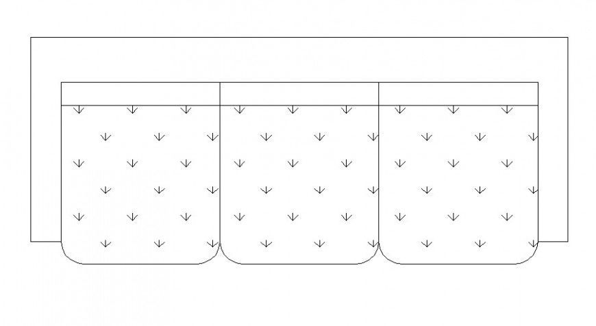 Three seated common sofa set 2d block drawing details dwg file