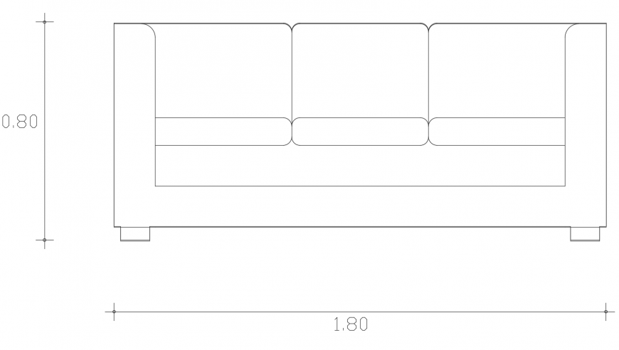 Three-Seated Sofa Set Block CAD Drawing in DWG File