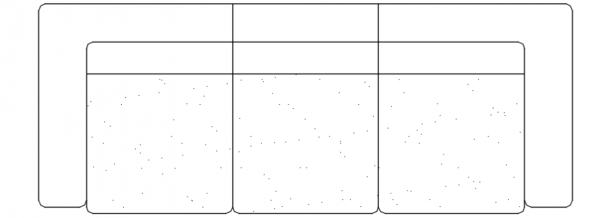 Three-Seated Sofa Set 2D Elevation Block CAD Drawing