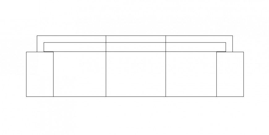 Three Seated Sofa Set CAD Blocks with Top & Elevation Views