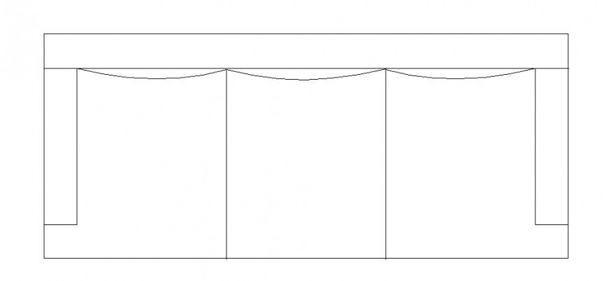 Three Seated Sofa Set Elevation CAD Blocks DWG File