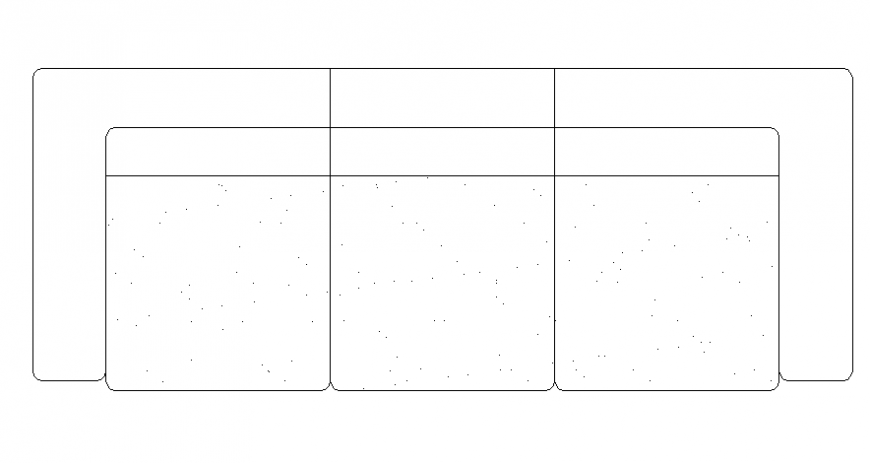  3-Seater Sofa Set 2D Elevation CAD Drawing in DWG Format