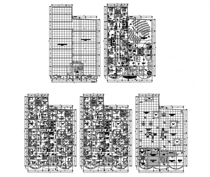 Three star hotel floor distribution layout plan cad drawing details dwg file