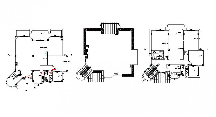 Three story building 2d view drawings autocad software file
