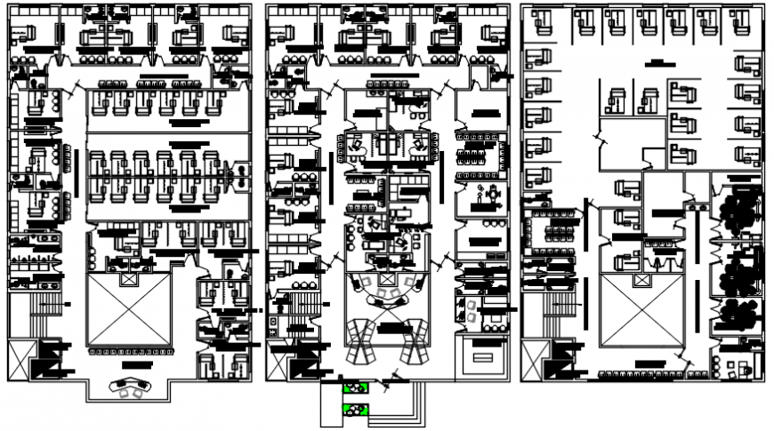 Three story hospital floor plan cad drawing details dwg file