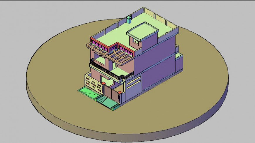 Three story house 3d model cad drawing details dwg file