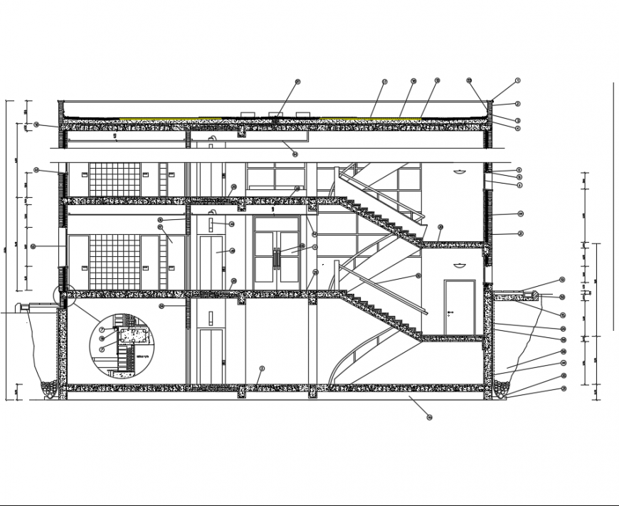 Three Story House Section with Constructive Details DWG file