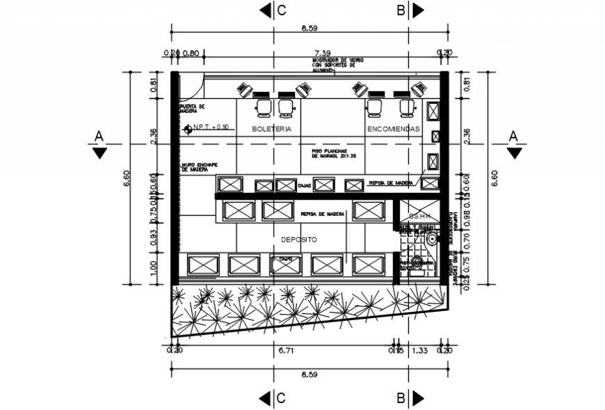 Ticket office distribution plan cad drawing details dwg file