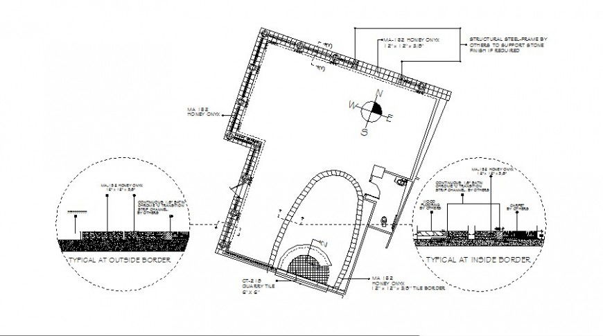 Tile and marble structure details of island hotel dwg file