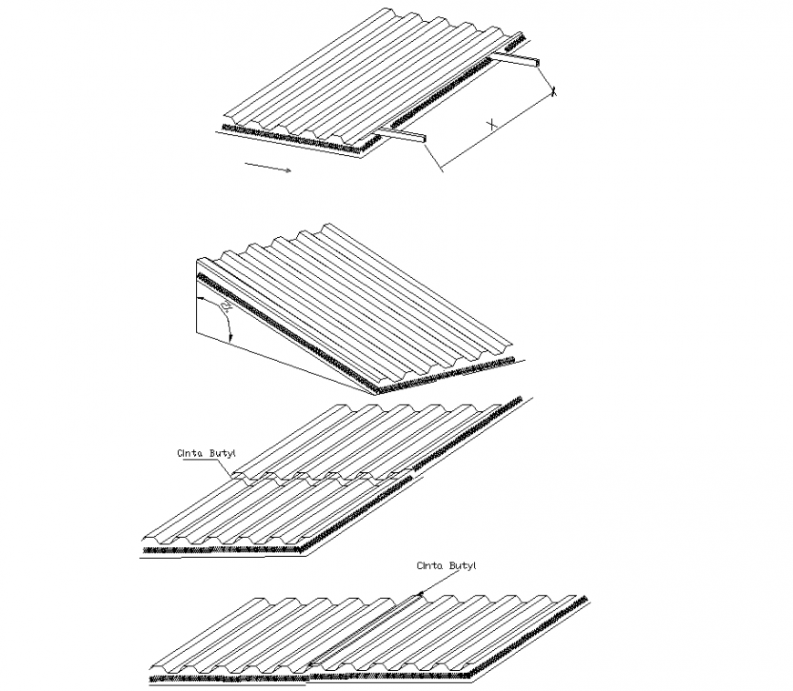 Tile plate isometric view detail dwg file