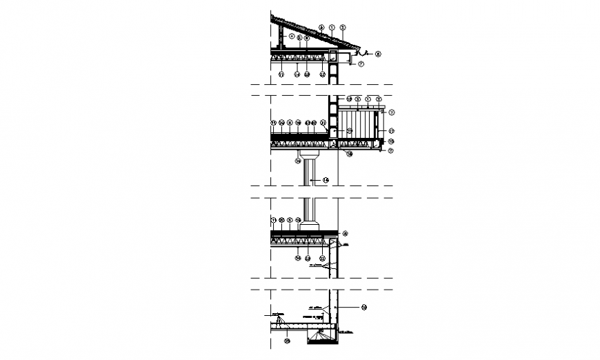 Tiles roof section plan detail