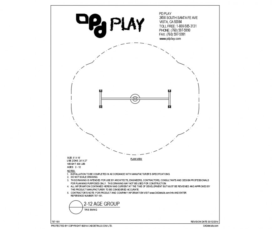 Tire swing top view play equipment of garden dwg file